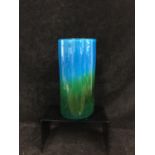 John-Orwar Lake for Ekenas Glasbruk - A cylindrical glass vase in graduated cloudy blue to deep