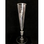 Edward Hald for Orrefors Glass - Diana the Huntress, engraved on a tall glass goblet on twisted