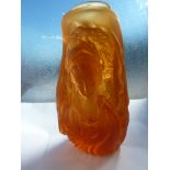 Loretta Hui-shan Yang or Yang Huishan - A pate de verre case glass vase of amber colour, of