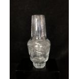 Czechoslovakian Glass - A Mid Century colourless glass bottle vase, cut with stylised cloud