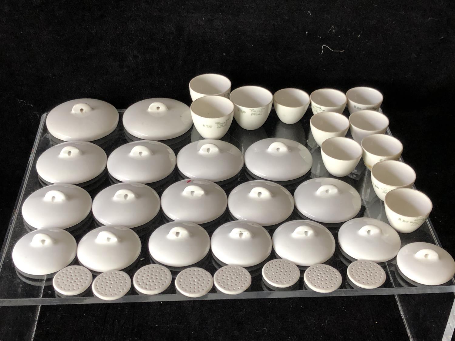 A quantity of Royal Worcester porcelain laboratory porcelains, crucibles, covers, sieves etc; and - Image 2 of 12