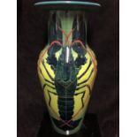 Sally Tuffin for Dennis Chinaworks - Geometric Lobster pattern vase, incised with a continuous