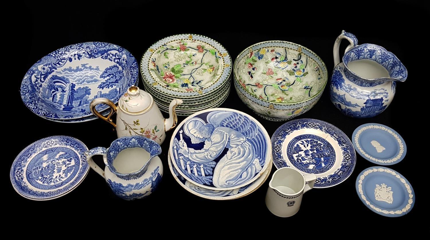 A group of blue and white printed pottery, including 3 Christmas plates designed by Kaare Klint - Image 2 of 6