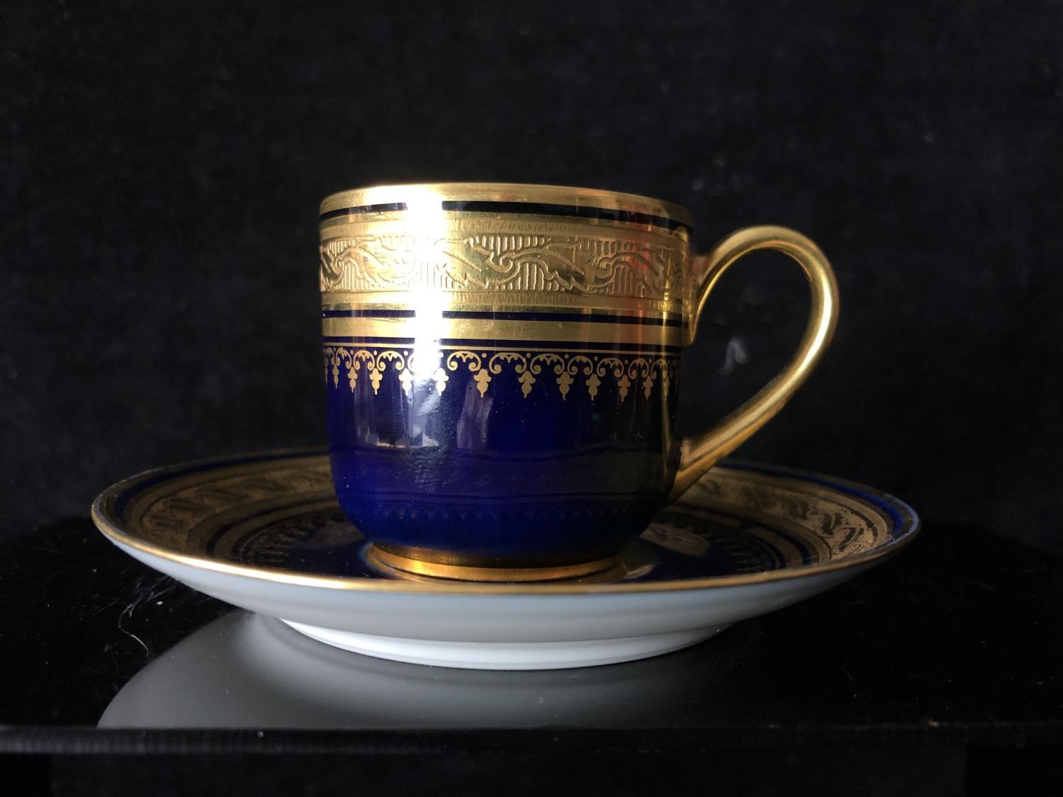 A Minton coffee cup and saucer, enamelled with cyclamen flower heads interspersed with cyclamen - Image 16 of 19