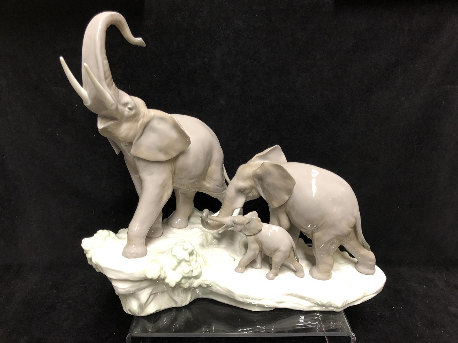 Lladro porcelain figure group, Elephants Walking, No 1150, designed by Fulgencio Garcia, circa 1971,