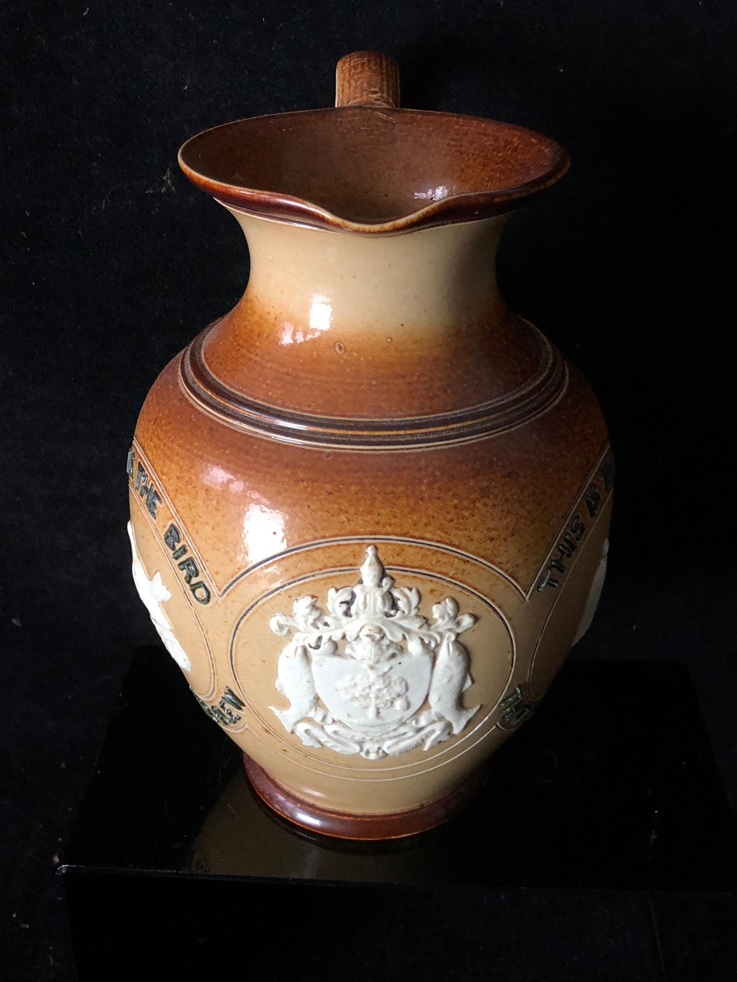 Scottish Interest- A Doulton Lambeth Stoneware Arms of Glasgow jug, ovoid with strap handle, - Image 6 of 8