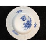 Royal Copenhagen porcelain, eight dinner plates, of blue flower curved pattern, pattern number 10/