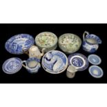 A group of blue and white printed pottery, including 3 Christmas plates designed by Kaare Klint