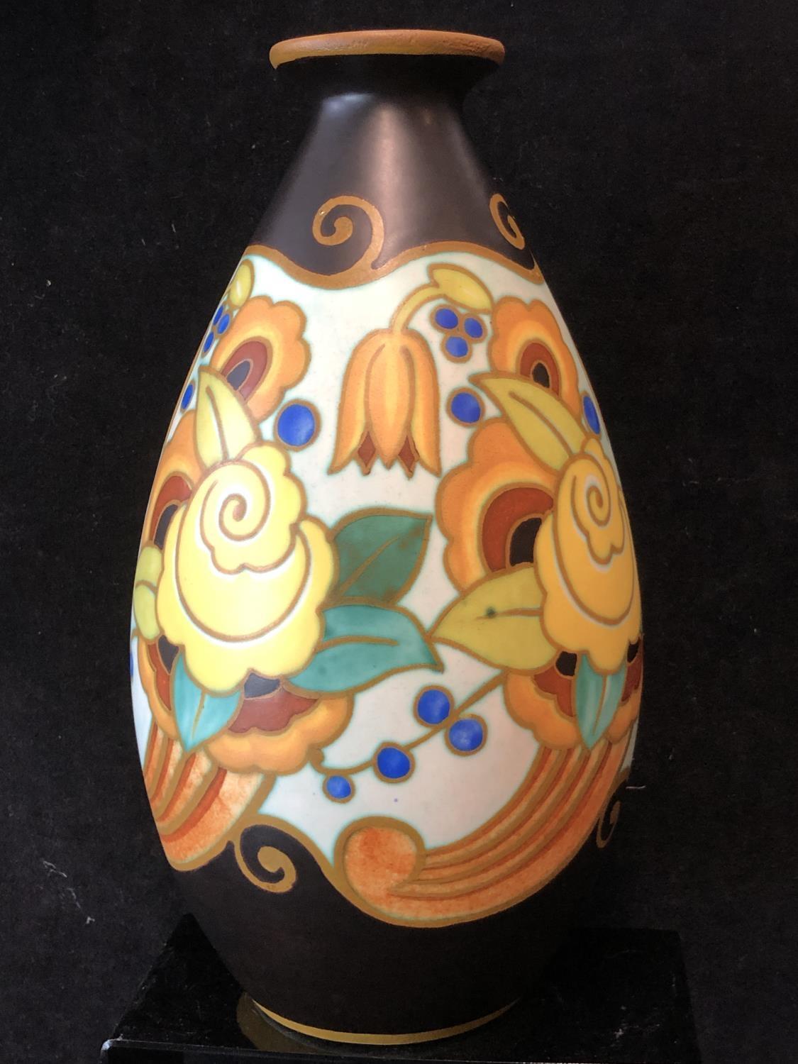 A Boch Freres Keramis vase designed by Charles Catteau, painted by Leon Delfant, pattern D.1733, - Image 3 of 6