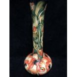 Emma Bossons for Moorcroft Pottery - an Allegro Flame pattern bottle vase, decorated with poppy