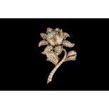 A DIAMOND FLORAL SPRAY BROOCH, set throughout with brilliant cut diamonds of approx. 10.