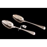 A PAIR OF GEORGE III SILVER TABLE SPOONS, London 1801,