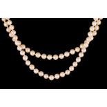 A TWIN ROW CULTURED PEARL NECKLACE, with