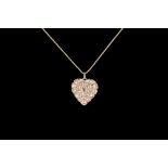 A HEART SHAPED DIAMOND PENDANT, with rose cut diamonds of approx. 0.