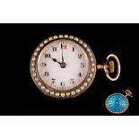 AN ANTIQUE CONTINENTAL LADIES OPEN FACED FOB WATCH,