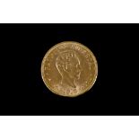 A 1916 CUBAN GOLD 10 PESOS COIN, EF, 16.