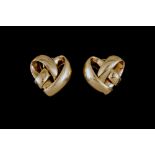 A PAIR OF 18CT GOLD HEART SHAPE EARRINGS BY VAN CLEEF ET ARPELS, with omega clip fittings.