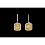 A PAIR OF DIAMOND DROP CLUSTER EARRINGS,