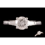 A DIAMOND SOLITAIRE RING, with HRD cert stating the diamond to be 1ct D VS1,