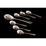 A SEVEN PIECE SET OF MODERN SILVER SERVI