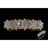 AN ANTIQUE DIAMOND FIVE STONE RING, of approx. 1.