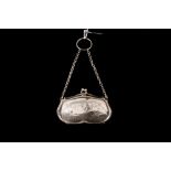 A GEORGE V LADIES SILVER PURSE,