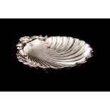 A LARGE MODERN IRISH SILVER SCALLOP SHAPED SERVING DISH, by the Jewellery Metal Co.