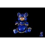 A DIAMOND SET BLUE PANDA MINIATURE BOX BY PIERINO FRASCAROLO,