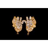 A PAIR OF DIAMOND SPRAY CLUSTER EARRINGS, set with brilliant and baguette cut diamonds,