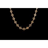 AN 18CT YELLOW GOLD NECKLACE BY LALAOUNIS, uniform flat fancy openwork link necklace with box clasp.