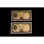 A PAIR OF LADY LAVERY FIVE POUND BANK NOTES,