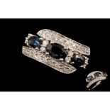 A SAPPHIRE AND DIAMOND DRESS RING