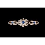 A LATE VICTORIAN SAPPHIRE AND DIAMOND BAR BROOCH, with sapphires of approx. 0.