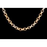 AN 18CT YELLOW AND WHITE GOLD BELCHER LINK NECKLACE