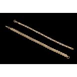 A 9CT GOLD FIVE ROW BRACELET;