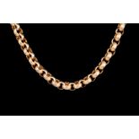 A 9CT YELLOW GOLD FANCY BELCHER LINK NECKLACE,