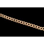 AN 18CT GOLD CURB LINK BRACELET, hollow reed links and sliding box clasp.