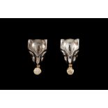 A PAIR OF PANTHER HEAD EARRINGS, in silver,