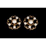 A PAIR OF PEARL CLUSTER EARRINGS,