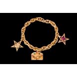 AN 18CT GOLD CHARM BRACELET,