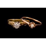 TWO DIAMOND SOLITAIRE RINGS,