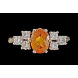 A CITRINE AND DIAMOND DRESS RING,