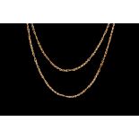 A 14CT GOLD MUFF CHAIN, fancy fetter and rope link chain with swivel catch.