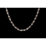 A WHITE GOLD FLAT TWO BAR AND PANEL NECKLACE