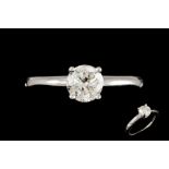 A DIAMOND SOLITAIRE RING, one round brilliant cut diamond of approx. 1.