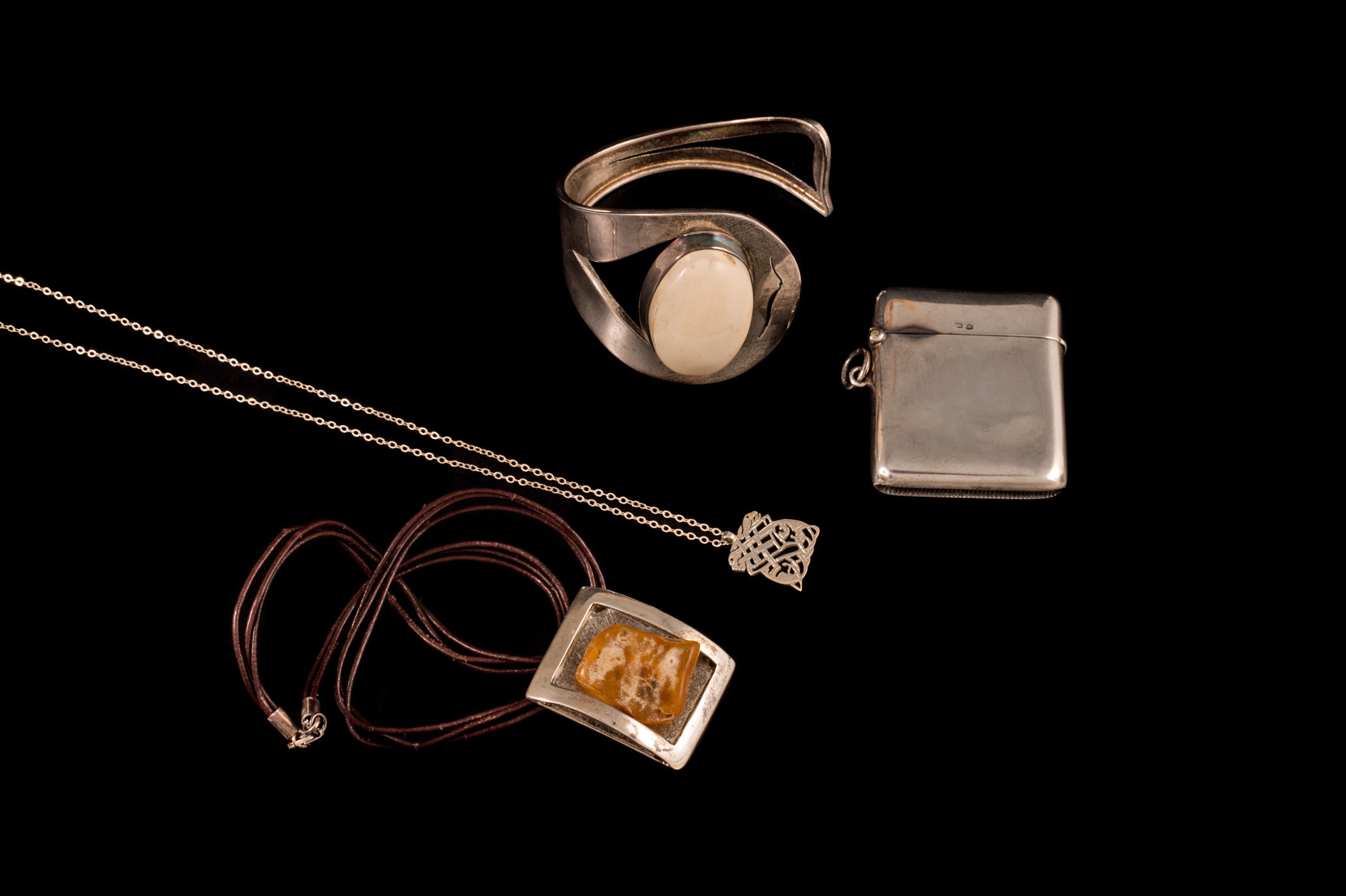 SILVER JEWELLERY, including a pendant by Declan Killen, a bangle,