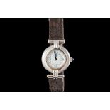 A LADIES MUST DE CARTIER RIVOLI WRIST WATCH, in sterling silver,