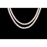 A TWIN ROW CULTURED PEARL NECKLACE,