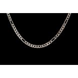 A WHITE GOLD FLAT FIGARO LINK NECKLACE