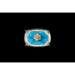 A VICTORIAN DIAMOND, SPLIT PEARL AND ENAMEL BROOCH,